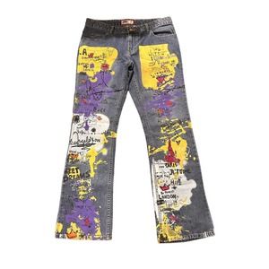 Old Navy Factory Graphic Mid Rise Blue Jeans Sz 12 30"W x Inseam 32